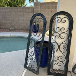 Hanging Wall Decor / Patio Garden Home Decor Art Indoor Or Outdoor ( Wood Frame And Iron Decor Inside The Frame )  Both For $100