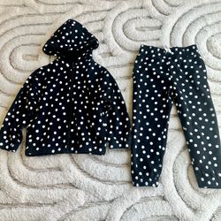 Girls Old Navy Black + White Polka Dot Hoodie Sweatsuit Set | Size 3T