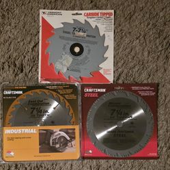 THREE 7-1/4 INCH SAW BLADES  TWO CRAFTSMAN - NEW