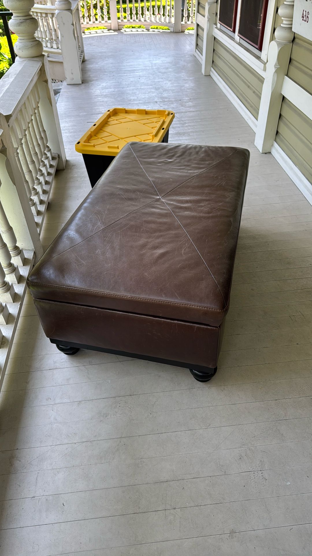 Leather Storage Ottoman Bench