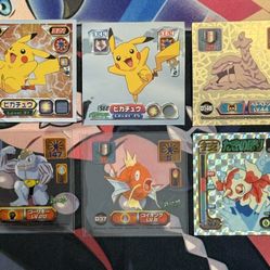 Pokemon Amada Metallic Holo Super DX Gold Clear Mini Stickers Japanese (6pcs)