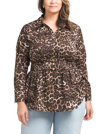 US Together Plus Crepe Smocked Waist Blouse