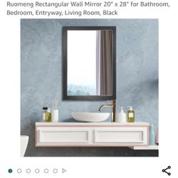 Ruomeng Rectangular Wall Mirror 20" x 28" for Bathroom, Bedroom, Entryway, Living Room, Black