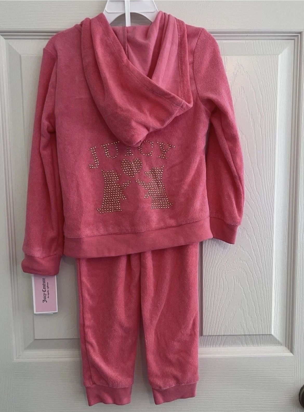 Size 12 months baby girl juicy couture tracksuit set French terry cloth coral 