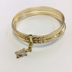14k gold plated bracelet weekly with turtle charm