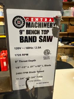 Central Machinery 9” Benchtop Band Saw - Works Great!