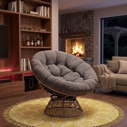 Papasan Outdoor & Indoor Chair - Brown Frame and Light Gray ( Smoky) Cushion