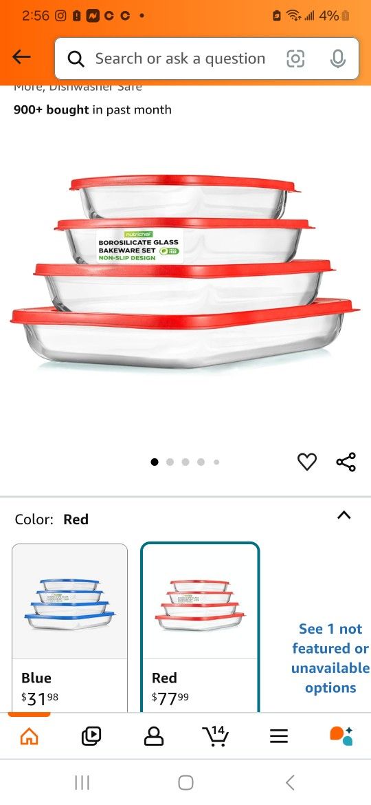 Nutrichef 4 Sets Bakeware Red