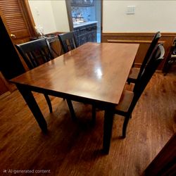 Solid wood dining table with 4 chairs