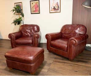 Country Club Style Real Leather Chair Set – Free Delivery