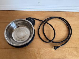 Heated Pet Water Bowl, 100W, 3 Temperature Settings and Timer, Removable Stainless Steel Bowl