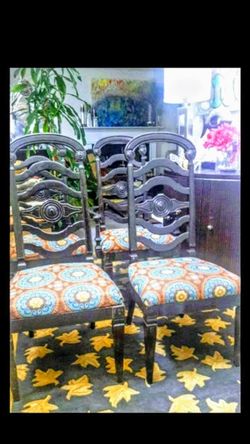 Four Retro Spanish Style High Back Dining Chairs!  / Rare Estate Sale Finds