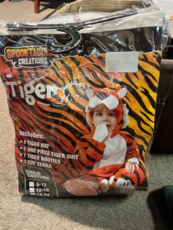 Spooktacular Creations Tiger Halloween Costume Plush Tiger Full Body Suit Sz 3T
