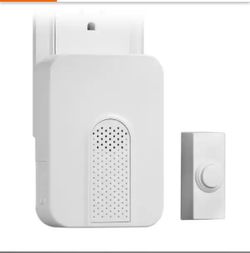 Defiant Wireless Plug-In Doorbell Kit with White Insert and 1 Push Button, White