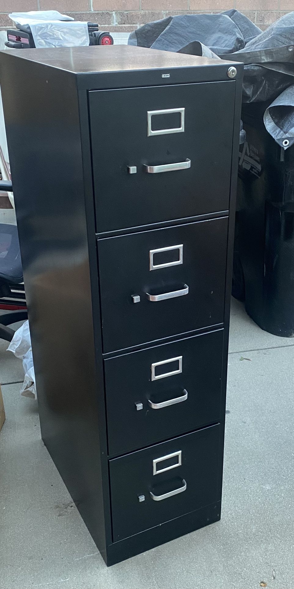 Tall File Cabinet 4 Drawer Black 
