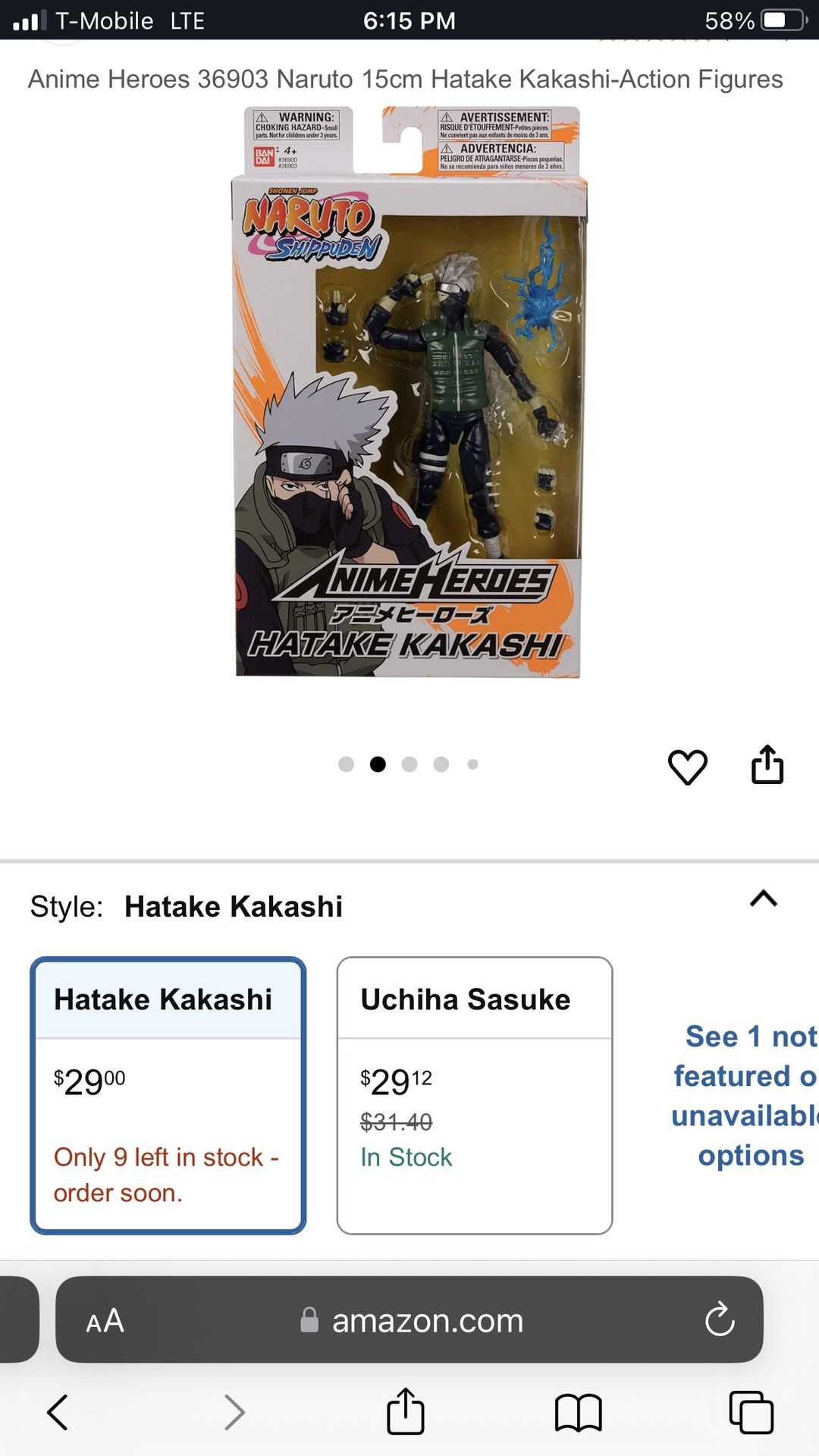 Anime Hero’s Hatake Kakashi Naruto Action Figure