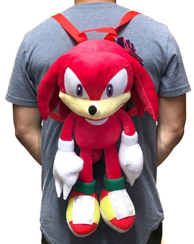 Brand NEW! Knuckles Sonic The Hedgehog Novelty Plush Backpack W/Small Zippered Pouch For Everyday Use/Gaming/Toys/Parties/Birthday Gifts/Holiday Gifts