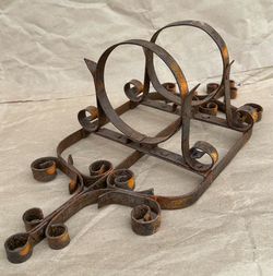 vintage handmade decorative wrought iron plant holder