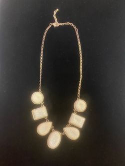 Gold-Tone Statement Necklace with Crystal Pendants