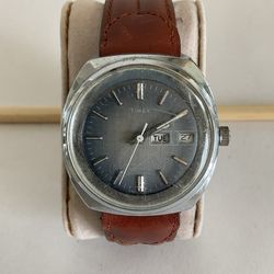 TIMEX Automatic Day Date Men’s Vintage Watch Blue Dial Face