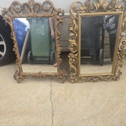 2 Gold Border Classic Design Mirrors..excellent Condition 