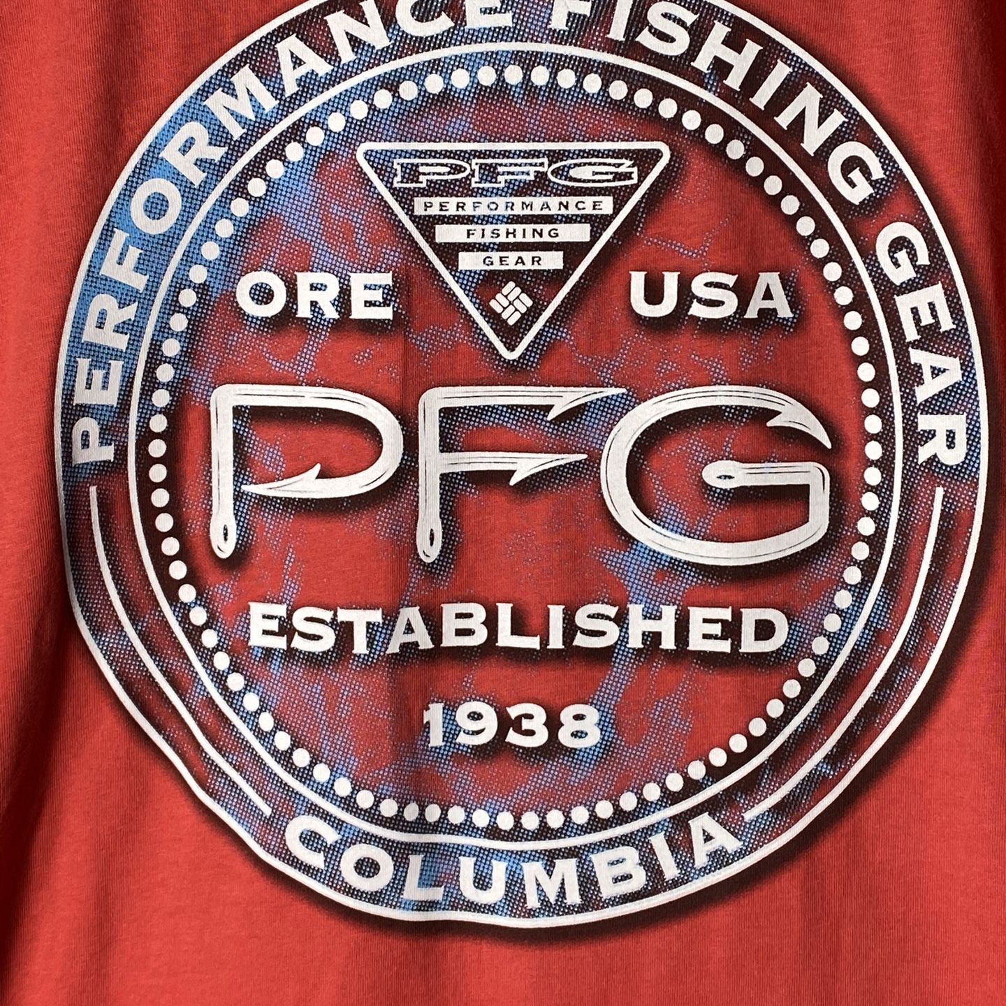 T-Shirt Columbia PFG Rouge – Homme Taille L – Pêche – Manches Courtes – 100% Coton