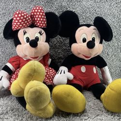 Mickey and Minnie Mouse Disney Store Plush Toy Set Large 24 Inch Multicolor
