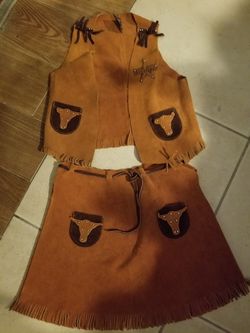 Girls real leather cowgirl play Halloween outfit