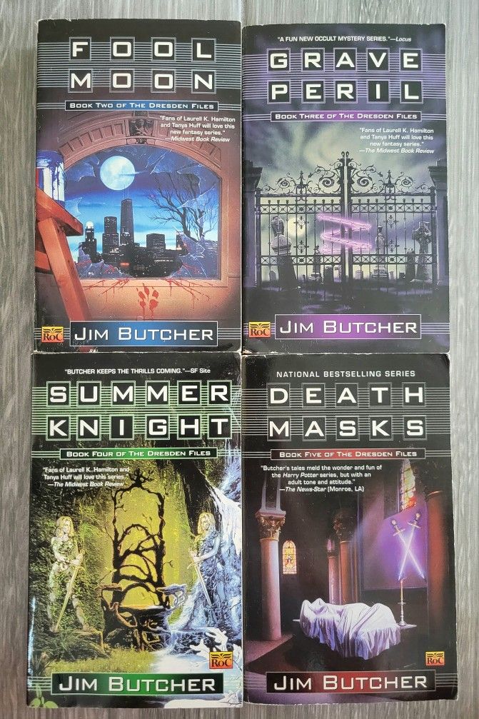 DRESDEN FILES BOOKS SET LOT OF 4 #2-5 BY JIM BUTCHER VINTAGE COVERS EARLY 2000s