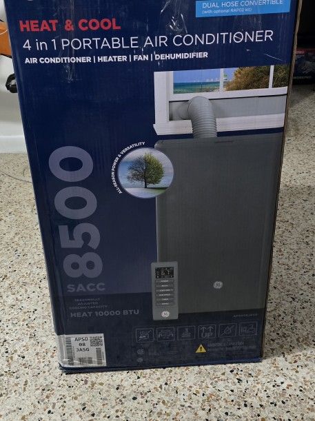 GE Smart 8,500 BTU 120V Portable Cooling Air Conditioner with Dehumidifier and Remote in Gray