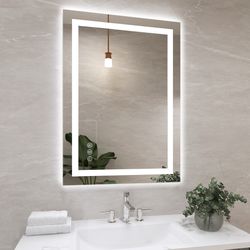 Brand new！28''x20'' Tempered Glass Anti-Fog Dimmable Backlit & Front Lit LED Bathroom Mirror