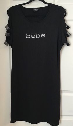 Y2K Bebe Black Rhinestone Logo  Dress