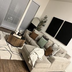 2 Piece Sectional / All Large Gray Pillows Included 