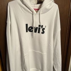 Levi's Men's 3XL Relaxed Heavyweight Fleece Lined White Hoodie Logo Sweatshirt