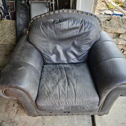 Blue Leather Casual Chair