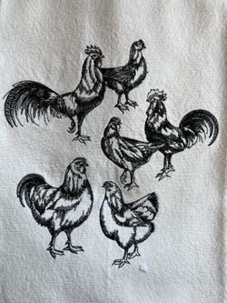 Embroidered Chicken Dish Towel 