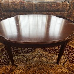 Mersman Brand 1980’s Hardwood Cocktail Table with Glass Top