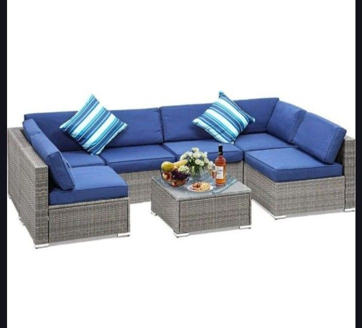 Seven Piece Patio Furniture Set Outdoor Patio Furniture Modular Patio Sofa Set ππππ