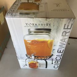 Glass Drink Dispenser with Metal Stand