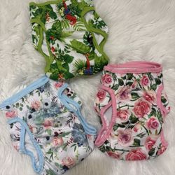 Paw Legend Washable Reusable Female Dog Period Diapers for Heat Doggie Puppy Diapers for Female Dogs (3 Pack, Flower, Large)