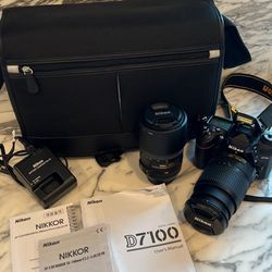 Nikon D7100 DSLR Camera Bundle + 2 Lenses + Bag (Great Condition