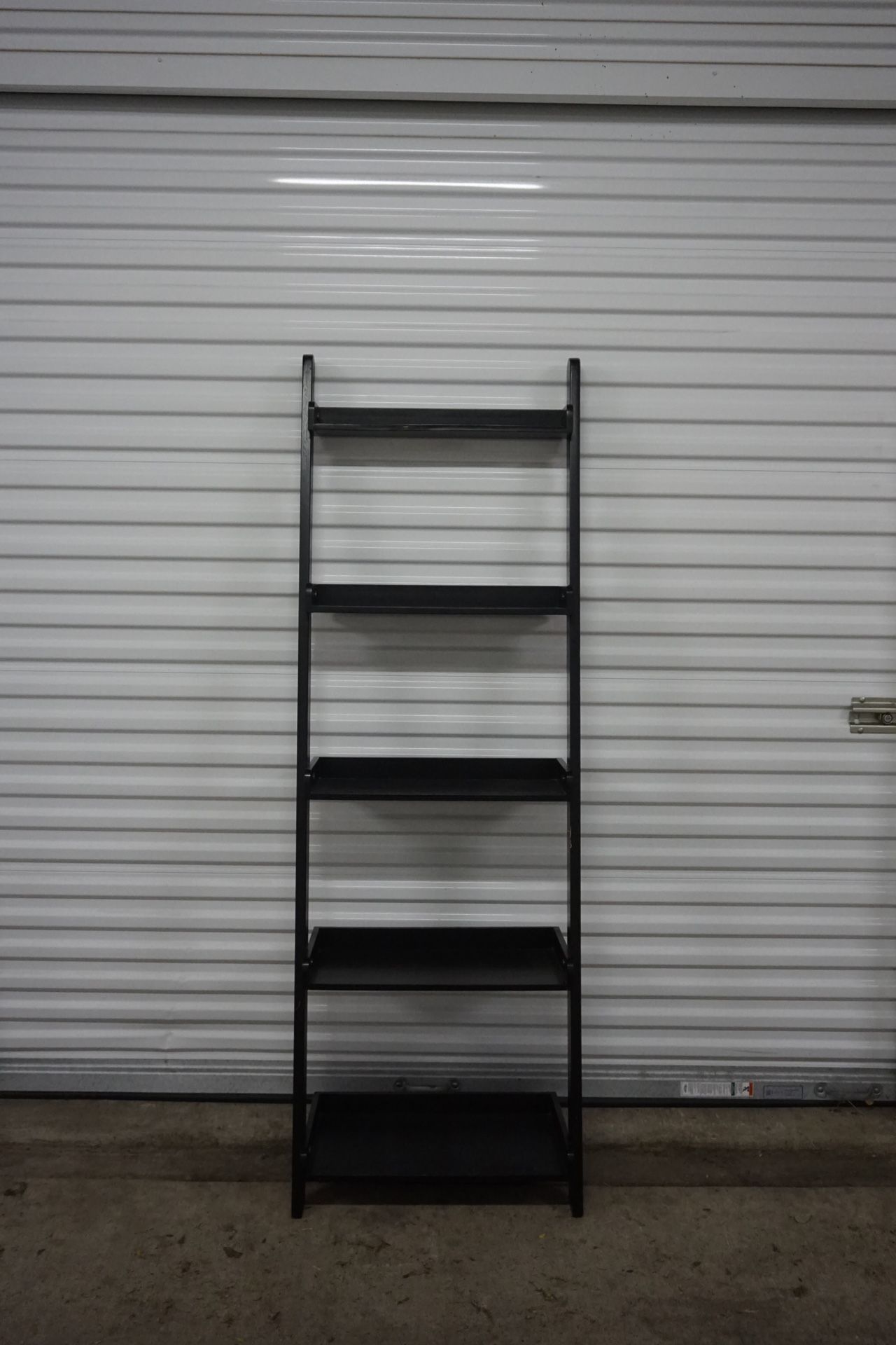 Ladder Shelf 5 Tier - Leaning Bookshelf (dark wood)