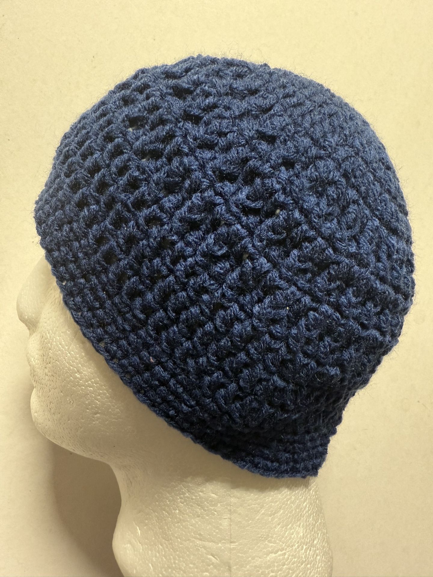 Mens TEEN Crochet SKI Hat Beanie USA Handmade Brand New-cap-NAVY BLUE-L