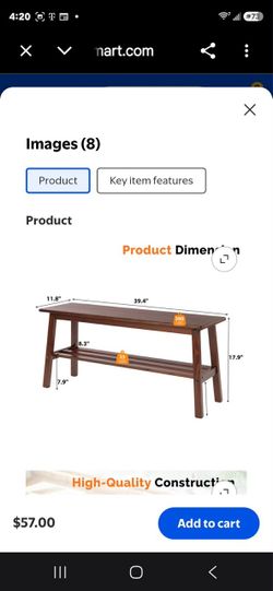 VINGLI Solid Wood Dining Bench 39" Wooden Bench for Entryway, Bedroom, Kitchen & Living Room, with Shoe Rack Storage