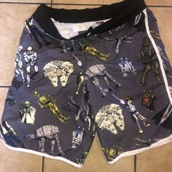 Star Wars Mens Swim Trunk Size Large Gray Classic Characters Board Shorts