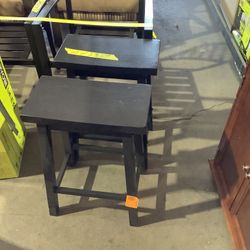 StyleWell Dark Charcoal Wood Backless Saddle Counter Stools (Set of 2)