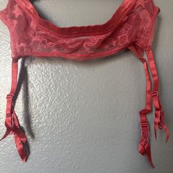 Calvin Klein Pink Lace Garter Belt S Adjustable Strap Bow Floral Nylon Elastane