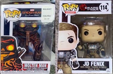 Funko Pop Vinyl figures Lot Gears of war JD fenix Ns Spiderman molten man NEW (READ DESC