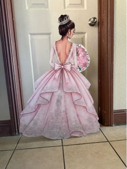 Set of 2 Wood quinceañera estatuas 3feet tall