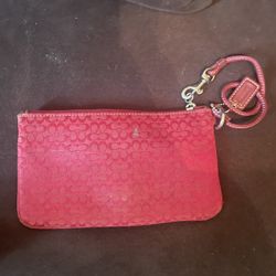 Red Mildly Stained Coach Wristlet